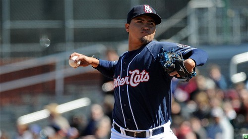 Rios pitches in 4-1 victory over the Reading Fightin' Phils, May 1, 2017.