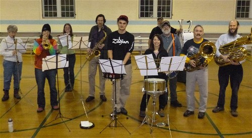 Newly established 'Summertime Marching Band' holds first practice in Monroe, NH.